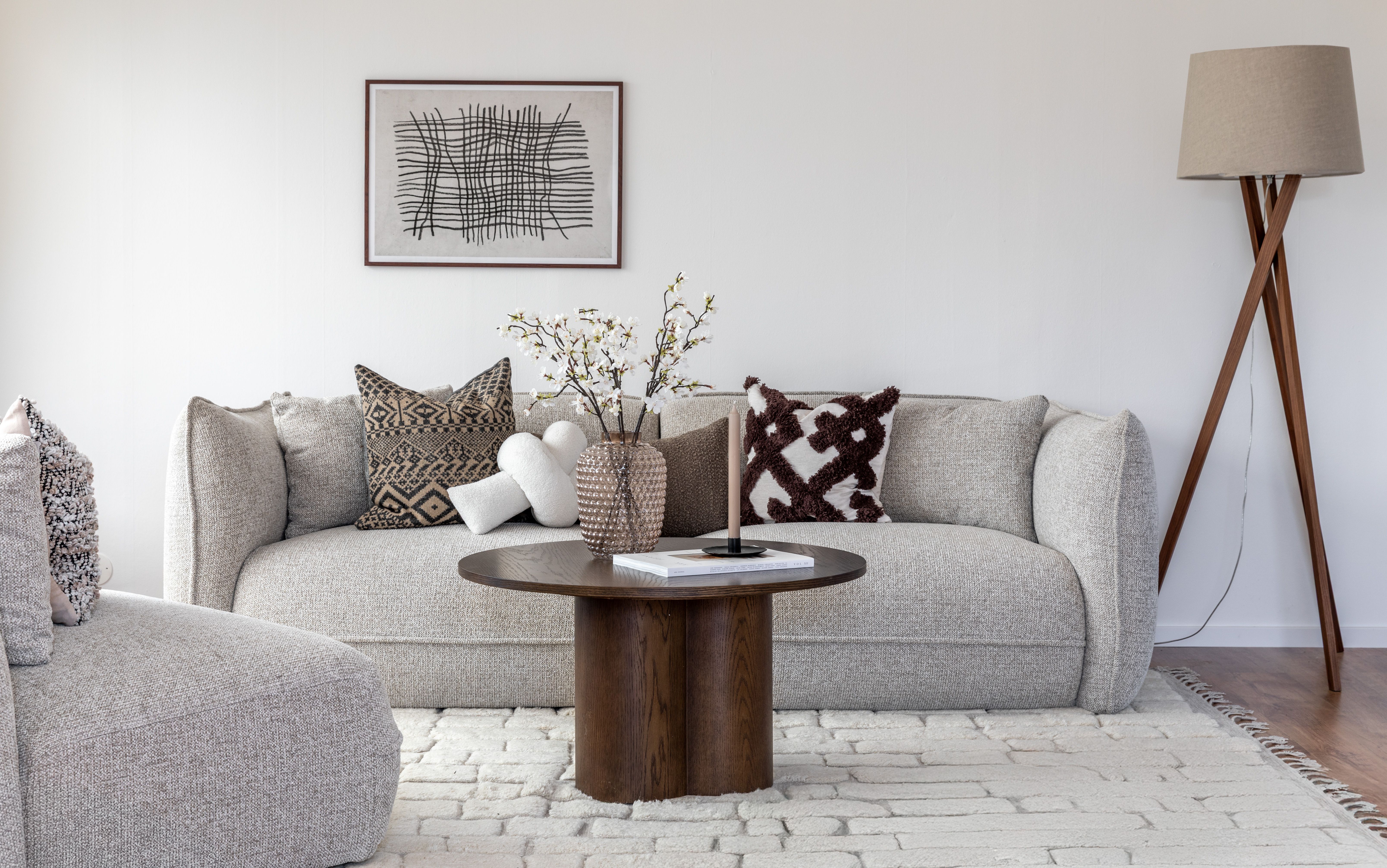 Florence 3-personers sofa med fodskammel