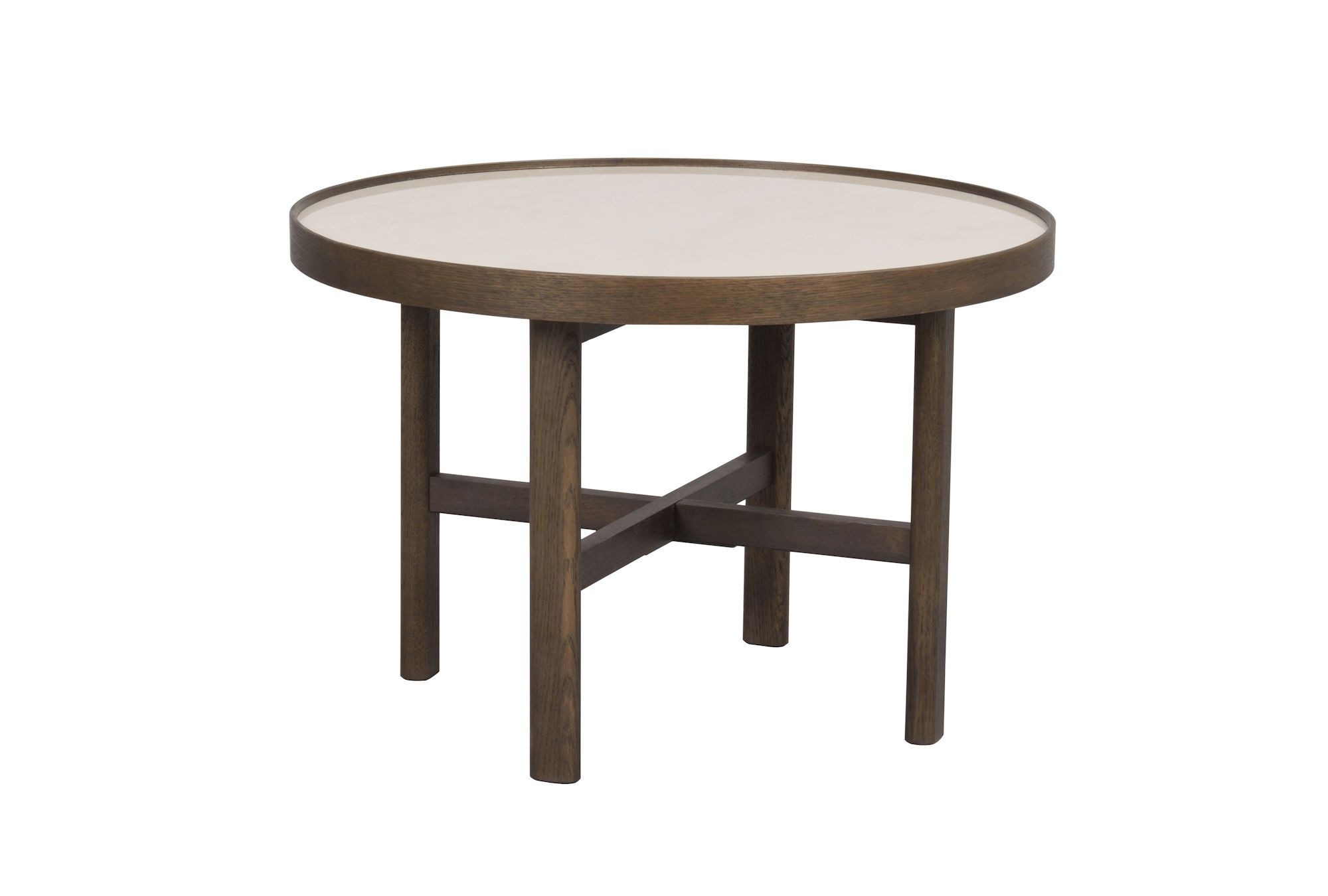 Marsden sofabord rundt Ø60 beige keramik/brun eg