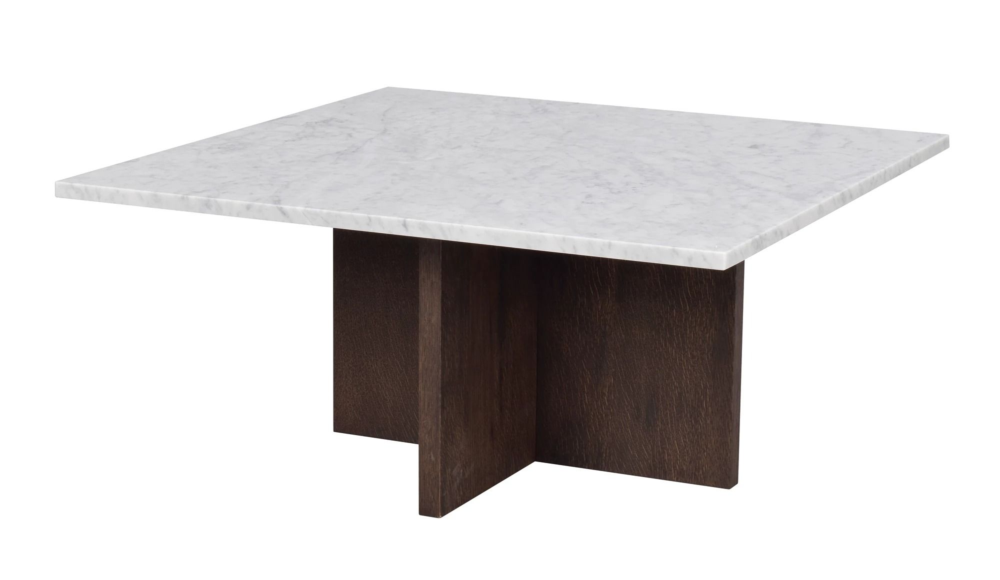 Brooksville sofabord kvadrat 90x90 hvid marmor/brun eg