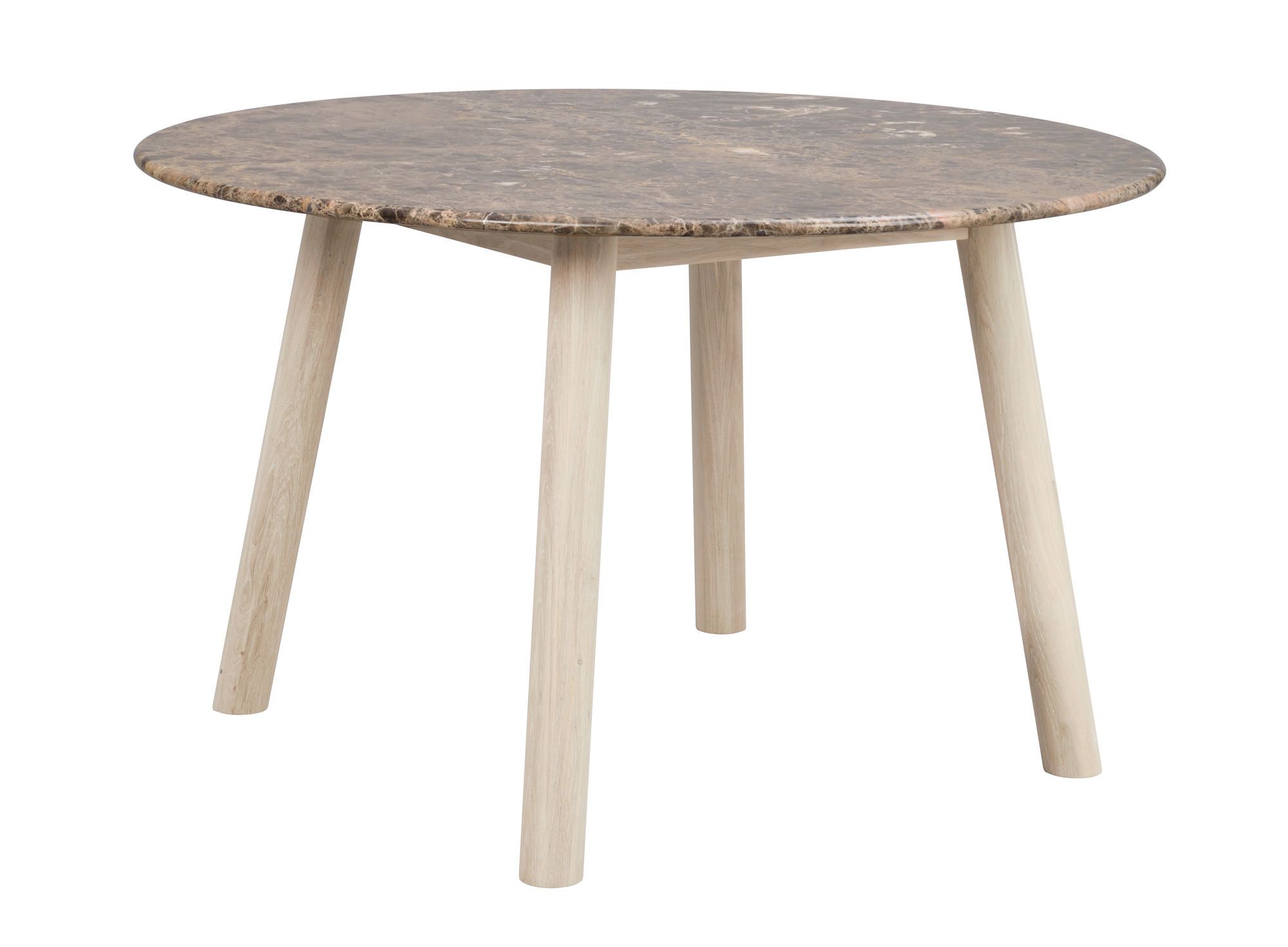 Taransay spisebord Ø125 brun marmor/hvidpigmenteret eg