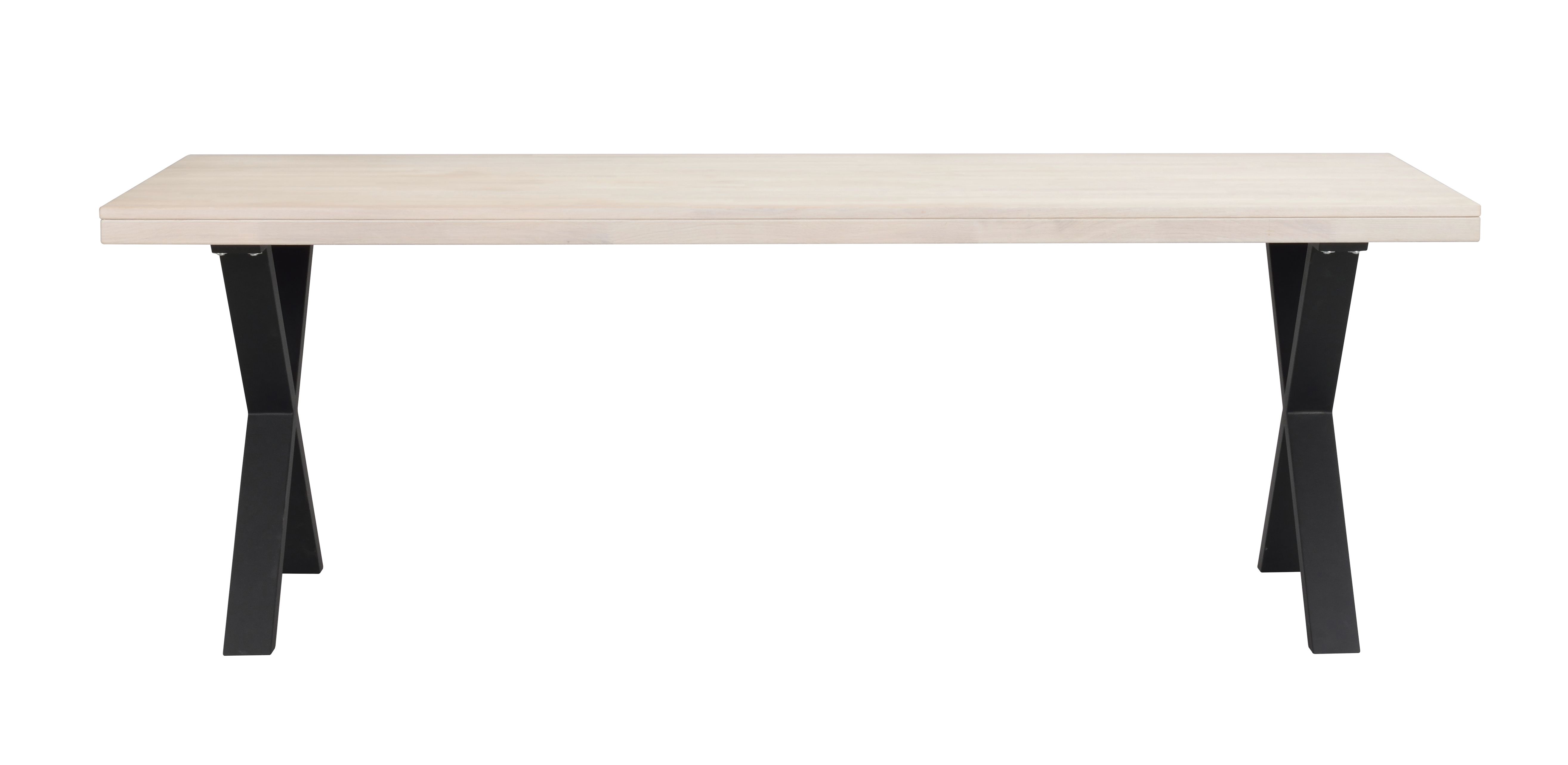 Brooklyn spisebord 220x95 hvidpigmenteret eg/X-ben sort metal
