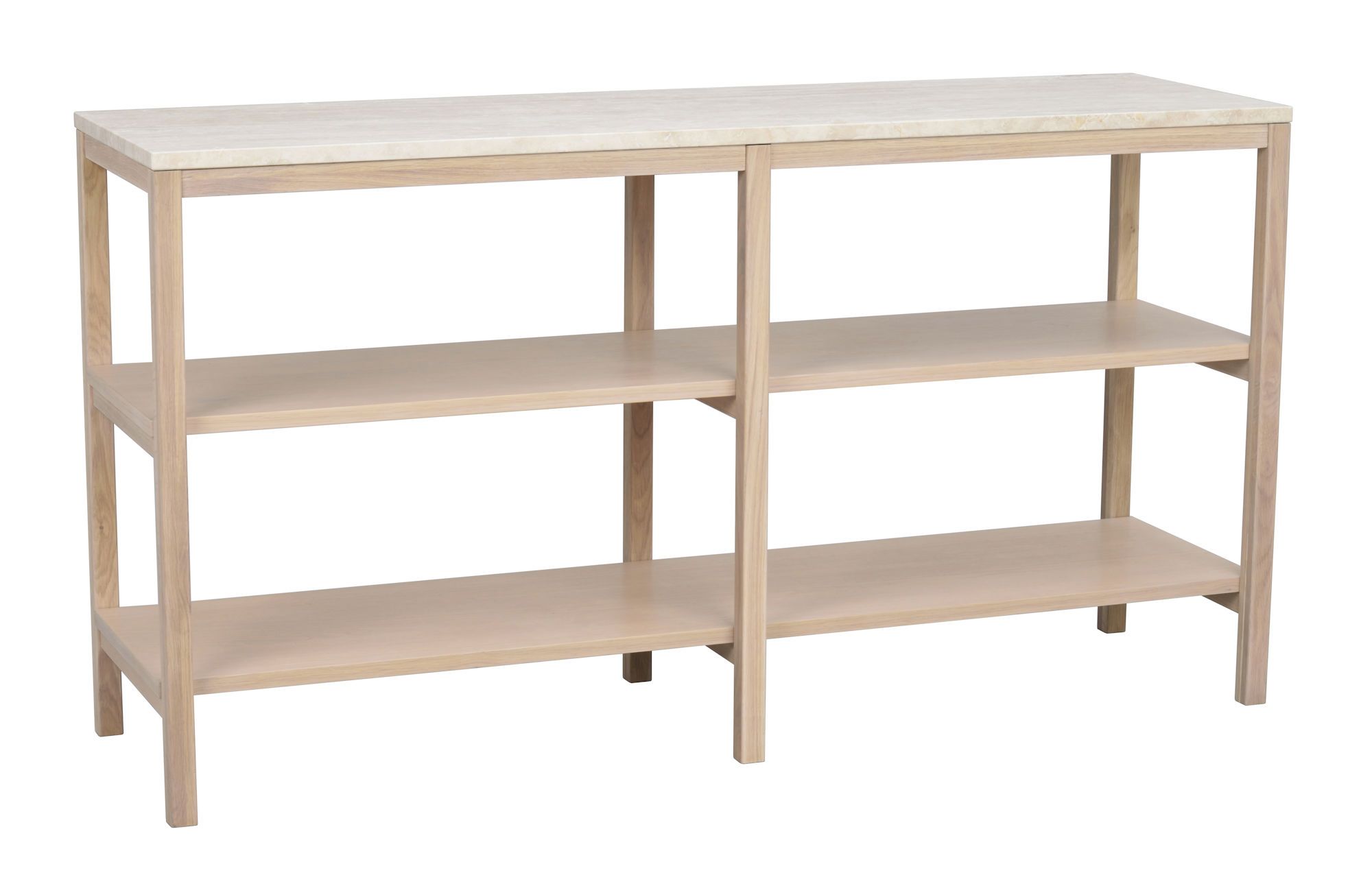 Orwel aflastningsbord 140xH75 beige travertin/hvidpigmenteret eg