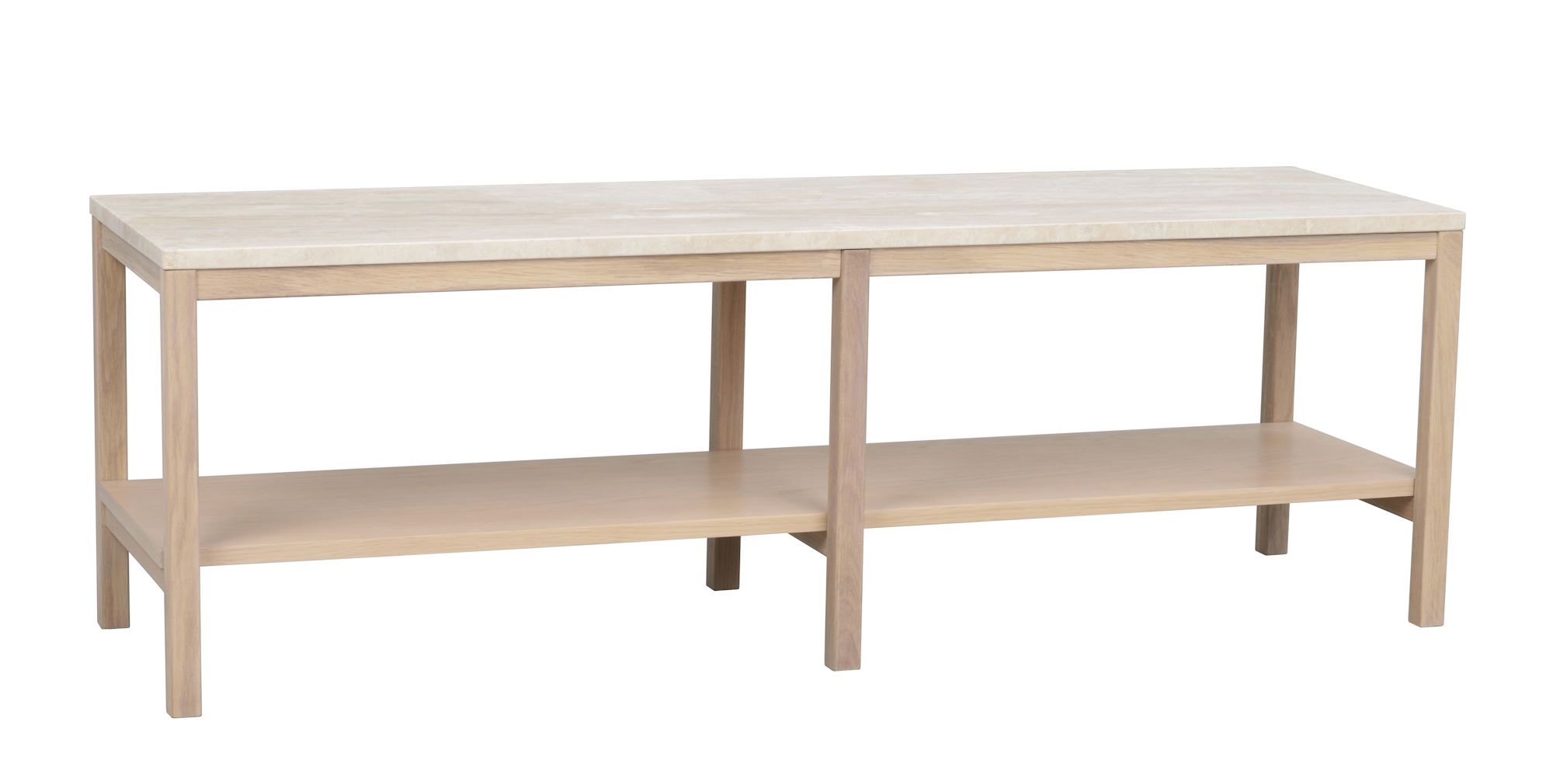 Orwel aflastningsbord 140xH45 beige travertin/hvidpigmenteret eg