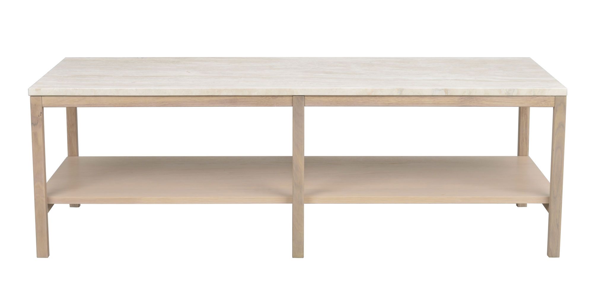 Orwel sofabord 140x60 beige travertin/hvidpigmenteret eg