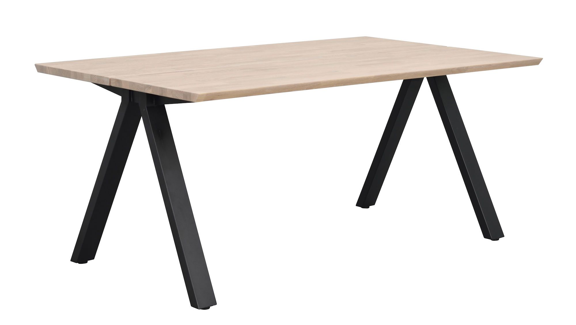 Carradale spisebord 170 hvidpigmenteret olieret eg/V-ben sort metal
