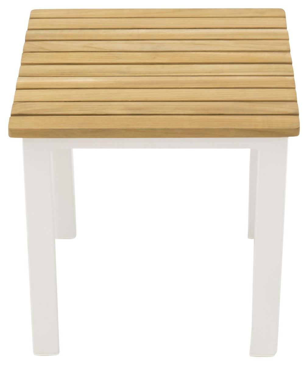 Mexico sidebord 40*40*40 hvid alu/teak