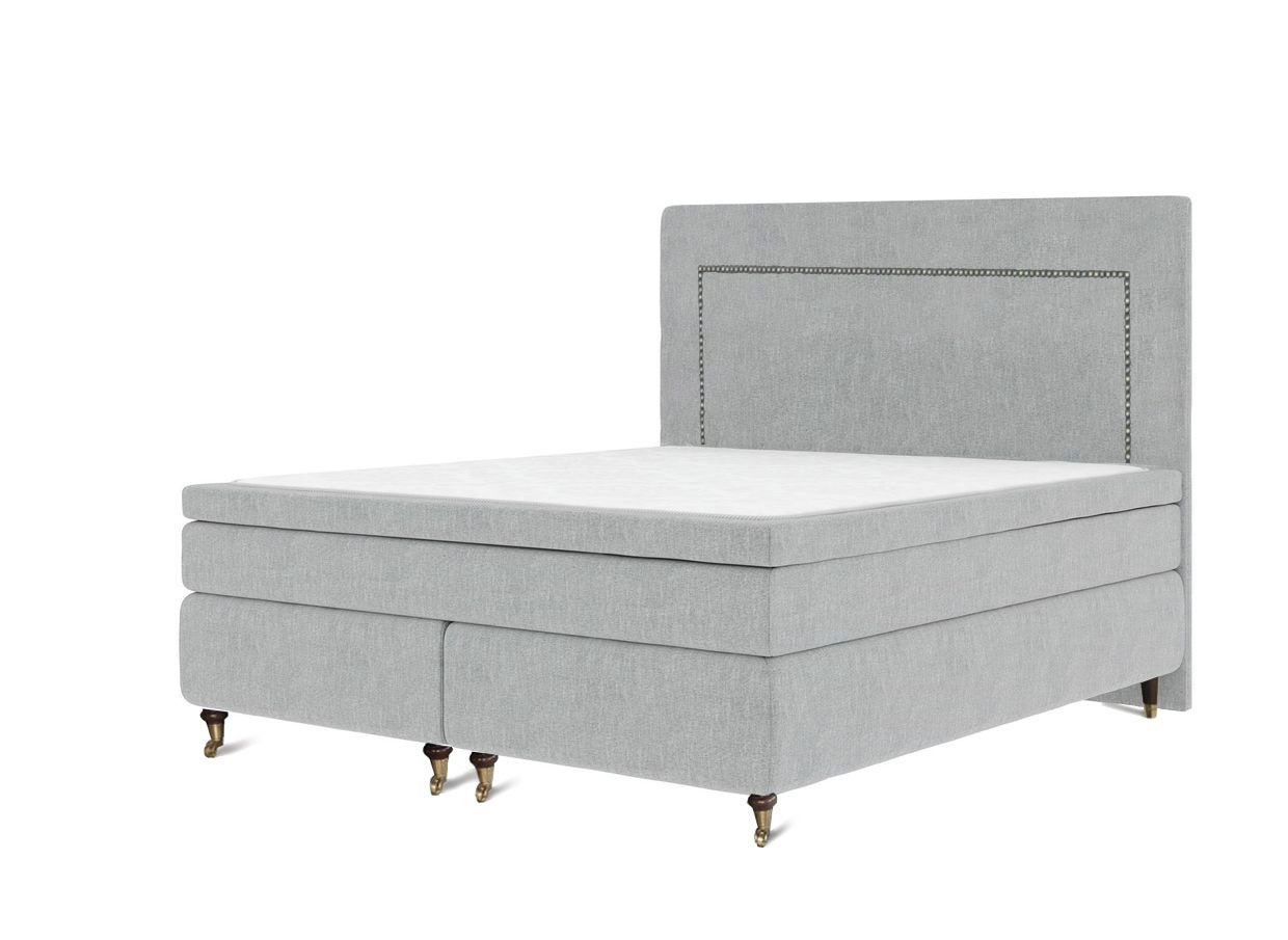 Classic deluxe kontinentalseng 160x200 lysegrå inkl. sengegavl