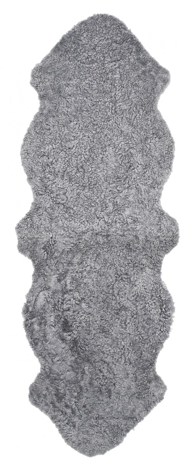Dobbelt fårskind Curly - charcoal grå/silver