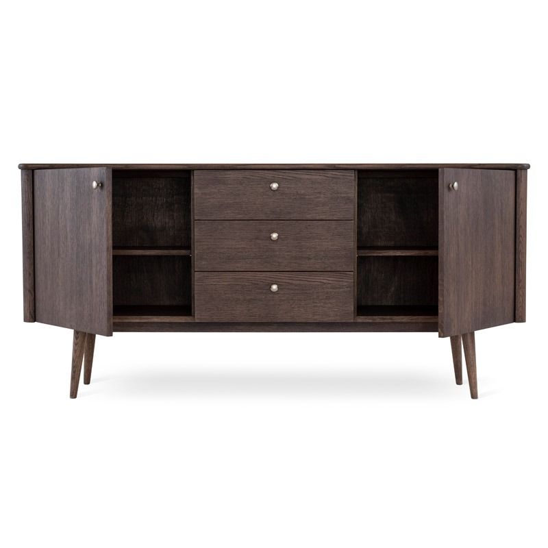 LÖDERUP Sideboard 2 døre, 3 skuffer røgbejdset eg