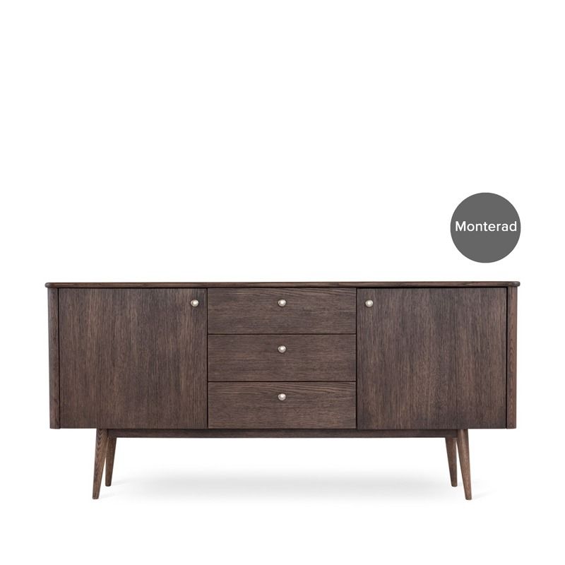 LÖDERUP Sideboard 2 døre, 3 skuffer røgbejdset eg