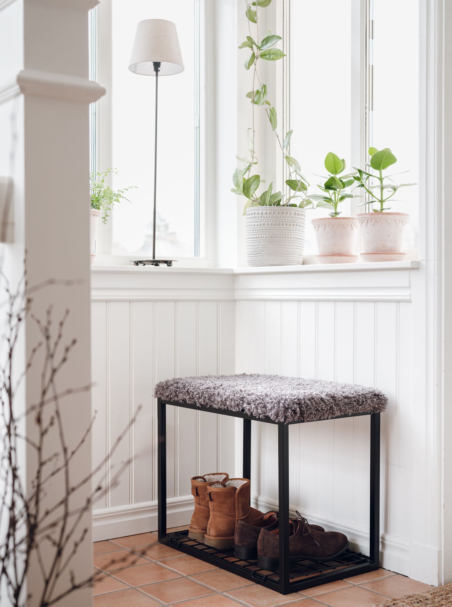 Entrébænk 60 cm Curly - Charcoal Sølvgrå/Sort