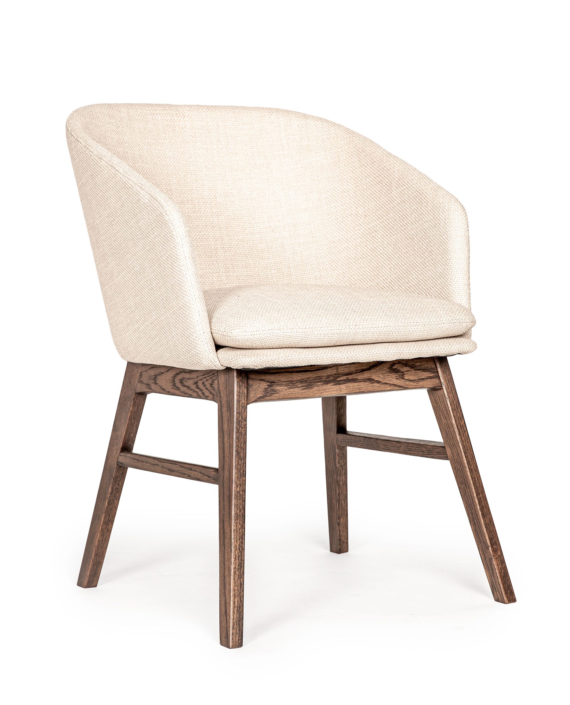 Windham karmstol beige stof/brune egetræsben